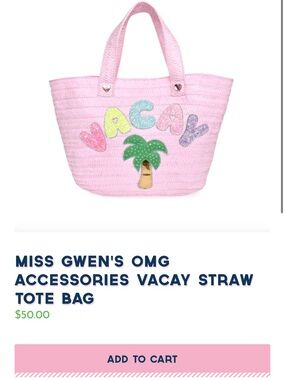Miss Gwen's OMG Vacay Pink Straw Tote Bag
